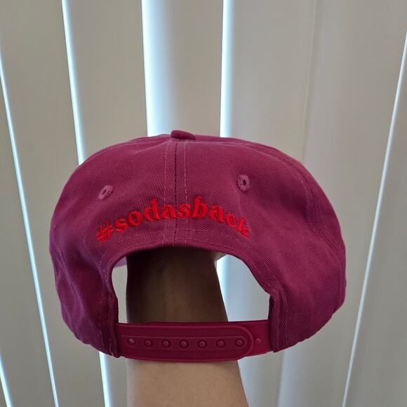 Poppi Soda x Austin Texas Collab Magenta Flat Bill Snapback Hat Patch Embroidery - Picture 4 of 5